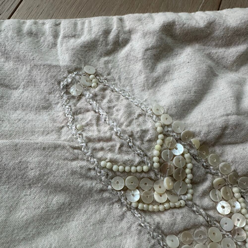Set of 2 Linen Mother of Peal Seahorse and Starfish Pillow Covers 15x15 - Picture 5 of 8